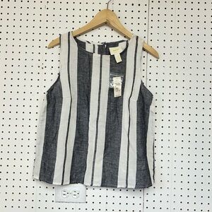 Anthropologie Navy Marin Striped Linen Blend Top